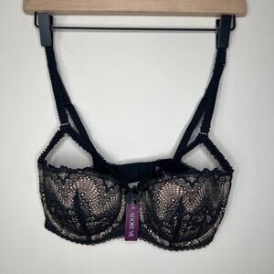 Adore Me Kimmy Push-Up Bra Balconette‎ Lace Strappy Pads Size 34DD NEW W TAGS